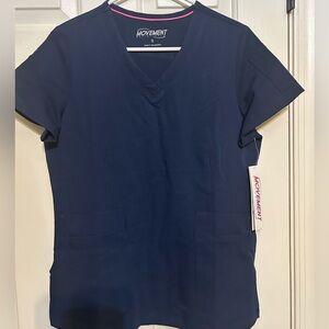 Movement butter soft navy blue scrub top women’s small NWT